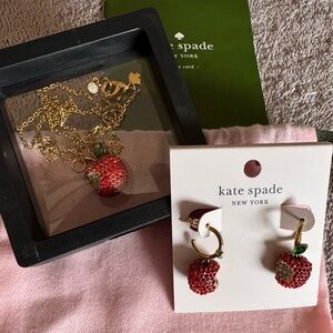 Kate Spade ♠️ NWT Apple 🍎 Necklace and Matching Earrings